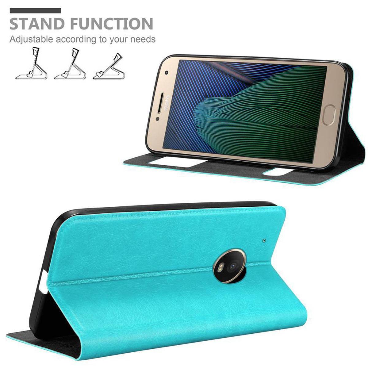 Cadorabo Schutzhülle für Motorola MOTO G5 PLUS Hülle in Türkis Handyhülle Book Case Cover Etui