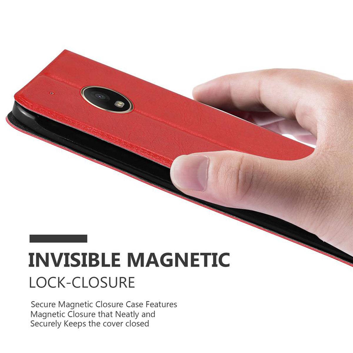 Cadorabo Schutzhülle für Motorola MOTO G5 PLUS Hülle in Rot Handyhülle Book Case Cover Etui