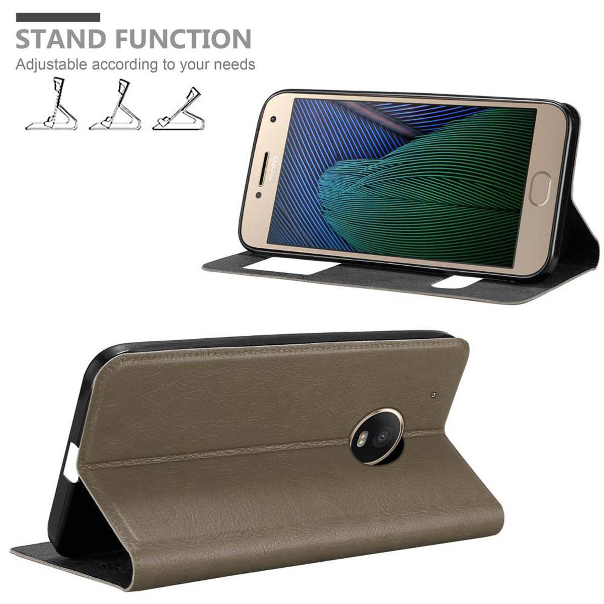 Cadorabo Schutzhülle für Motorola MOTO G5 PLUS Hülle in Braun Handyhülle Book Case Cover Etui