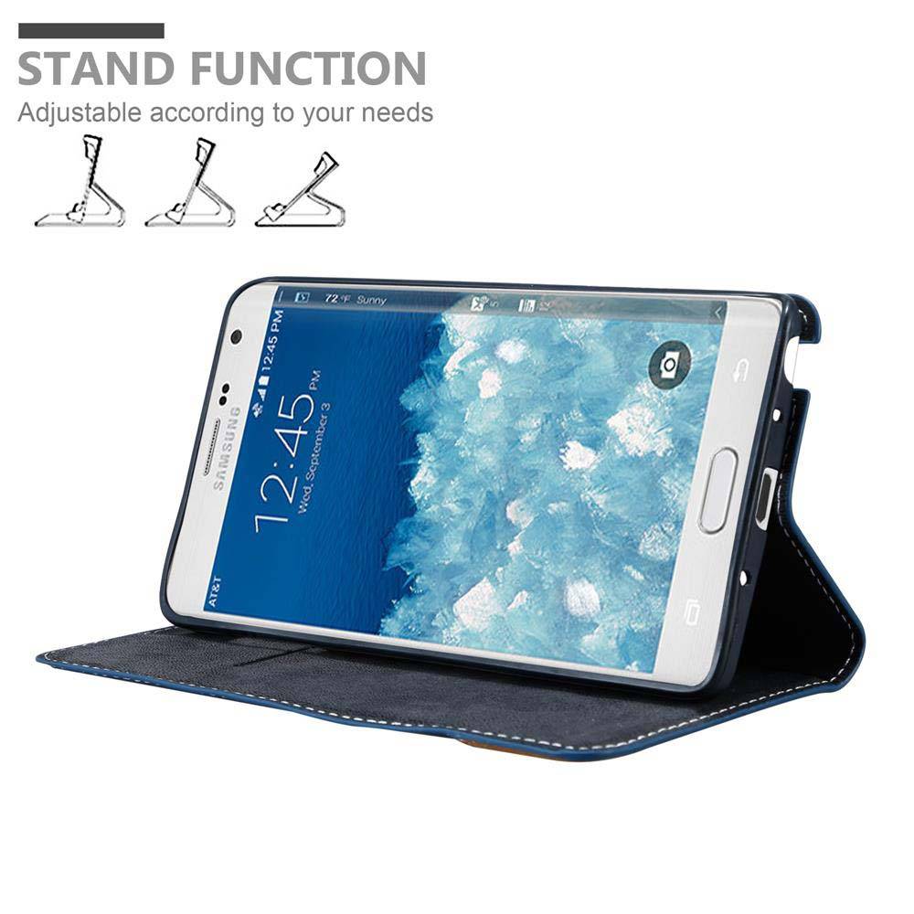 Cadorabo Hülle für Samsung Galaxy NOTE EDGE Schutzhülle in Blau SHandyhülle Book Case Etui Kunstleder