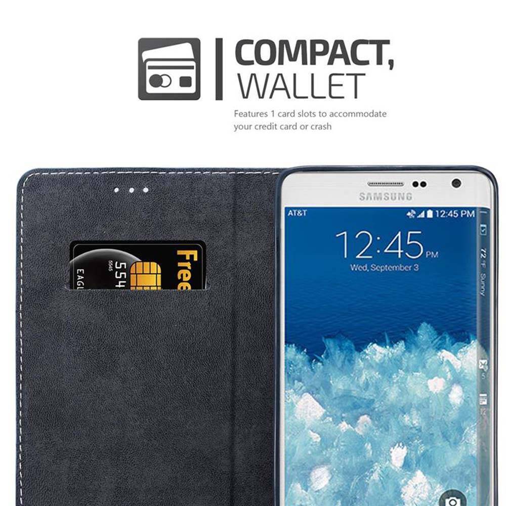 Cadorabo Hülle für Samsung Galaxy NOTE EDGE Schutzhülle in Blau SHandyhülle Book Case Etui Kunstleder