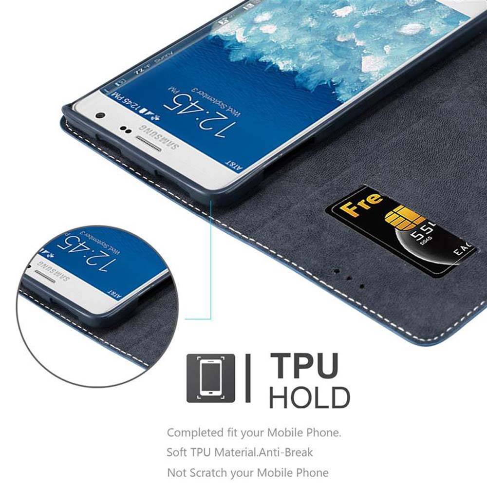 Cadorabo Hülle für Samsung Galaxy NOTE EDGE Schutzhülle in Blau SHandyhülle Book Case Etui Kunstleder