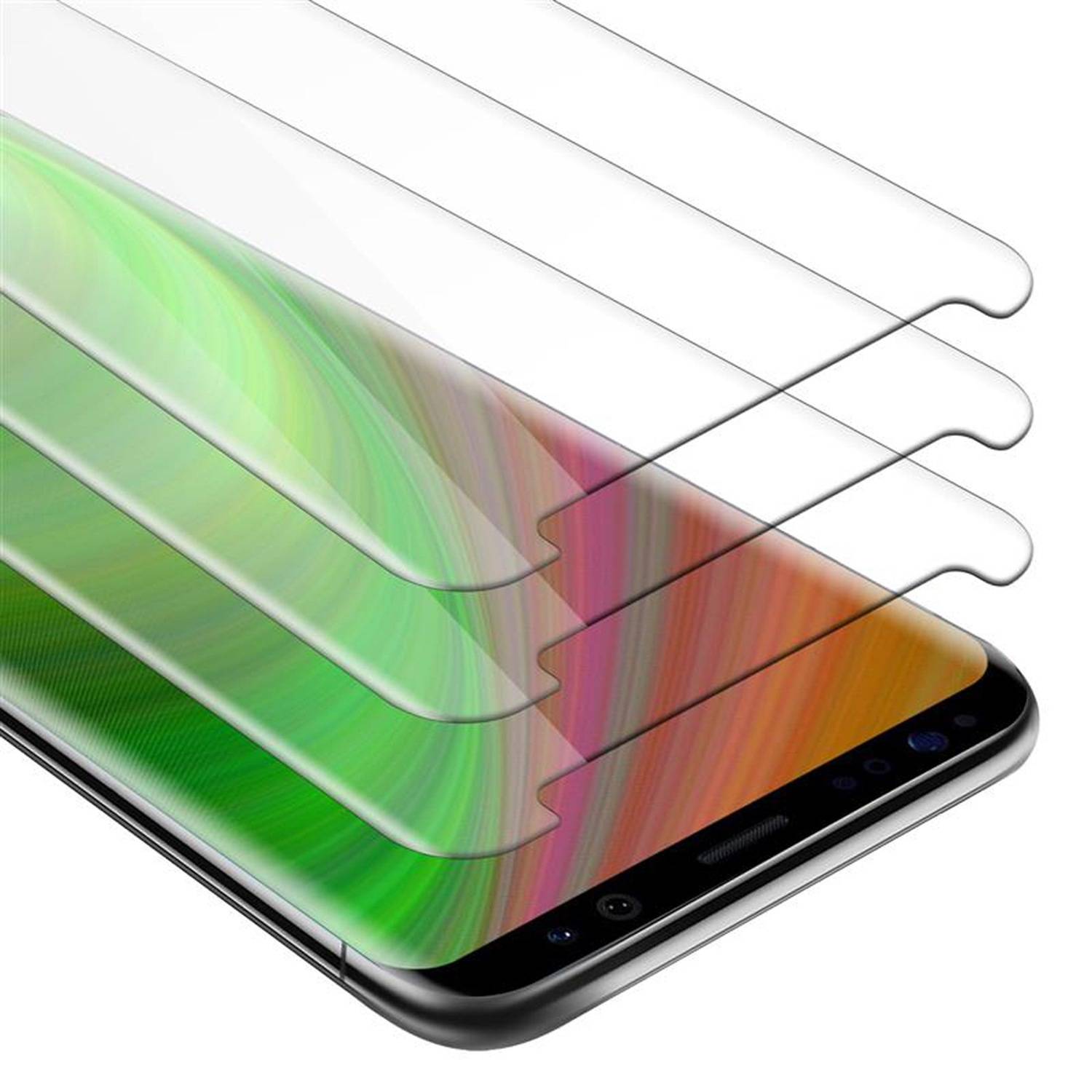 Cadorabo 3x Panzer Folie für Samsung Galaxy S8 PLUS Schutzfolie in Transparent Folie Tempered Display-Schutzglas