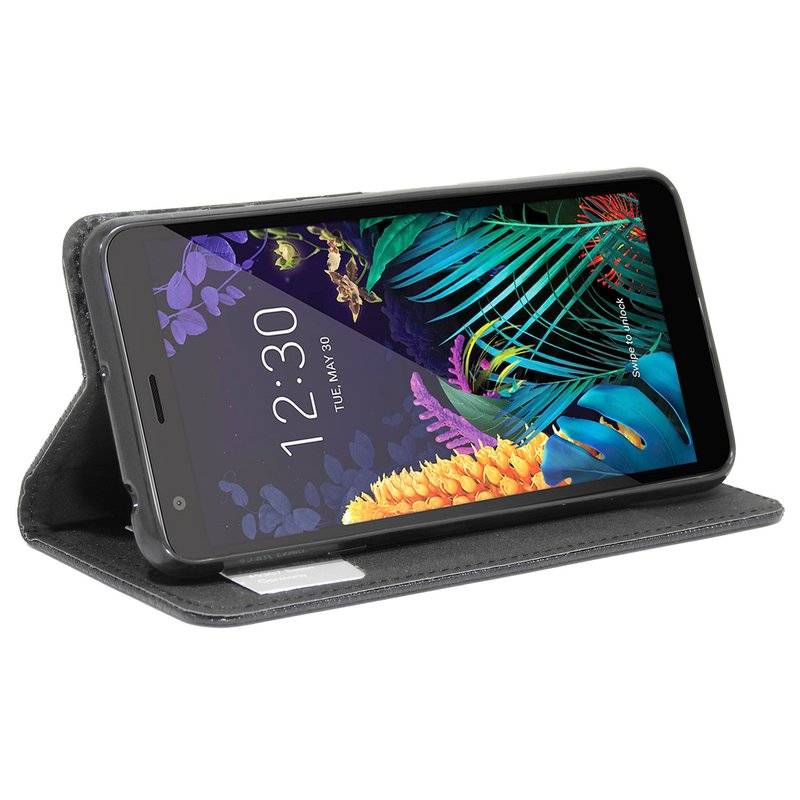 cofi1453® Buch Tasche "Smart" kompatibel mit LG K30 (2019) Handy Hülle Etui Brieftasche Schutzhülle mit Standfunktion, Kartenfach Schwarz