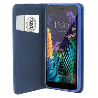 cofi1453® Buch Tasche "Smart" kompatibel mit LG K30 (2019) Handy Hülle Etui Brieftasche Schutzhülle mit Standfunktion, Kartenfach Blau