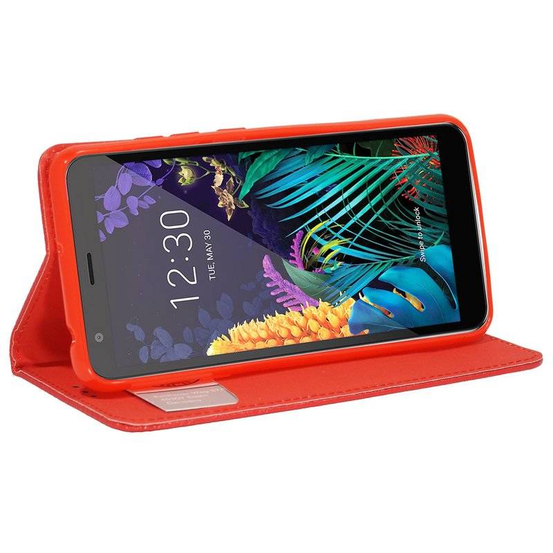cofi1453® Buch Tasche "Smart" kompatibel mit LG K30 (2019) Handy Hülle Etui Brieftasche Schutzhülle mit Standfunktion, Kartenfach Rot