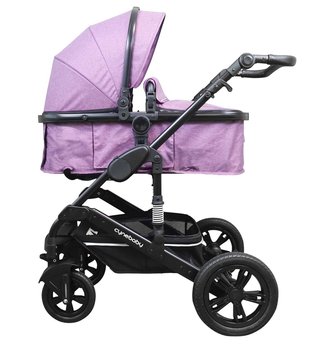 Cynebaby Kombi-Kinderwagen 3in1 Lila Melange (mit Babyschale schwarz)