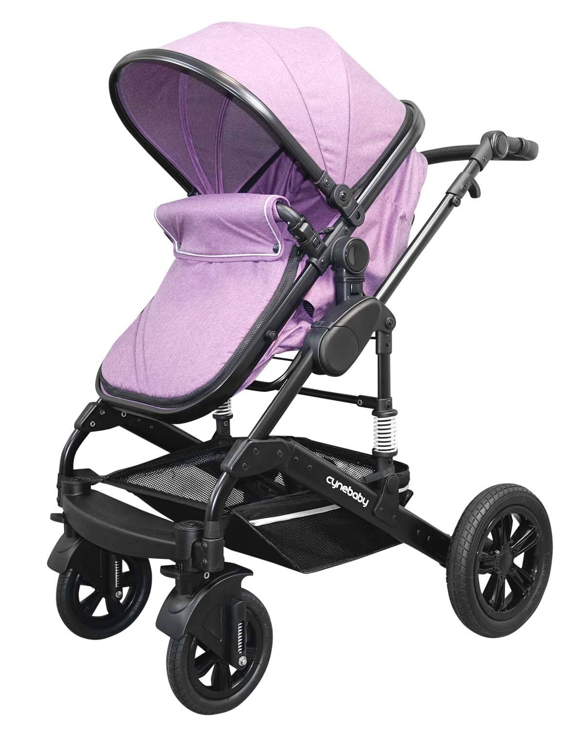 Cynebaby Kombi-Kinderwagen 3in1 Lila Melange (mit Babyschale schwarz)