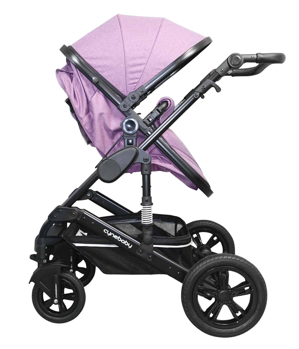 Cynebaby Kombi-Kinderwagen 3in1 Lila Melange (mit Babyschale schwarz)