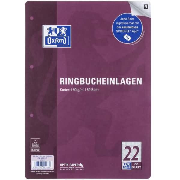 Ringbucheinlagen A4 90g/qm 50 Blatt Lineatur 22 Scribzee kompatibel