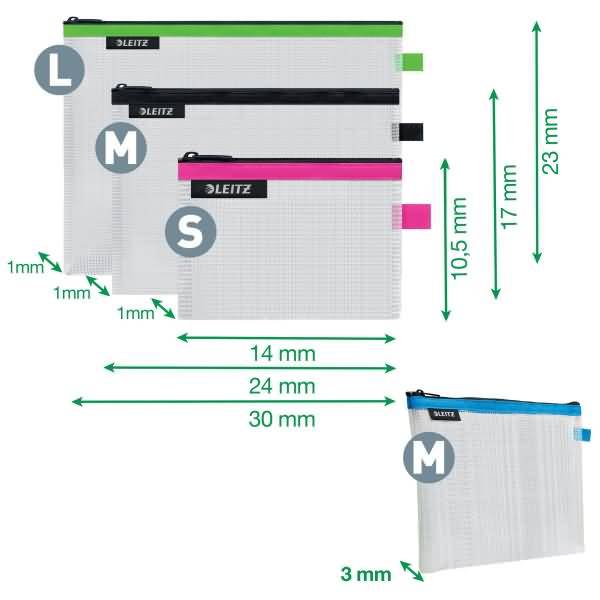 Traveller Zip-Beutel Wow in den Größen S/M/L/Kosmetik wasserabweisend VE=4 Stück