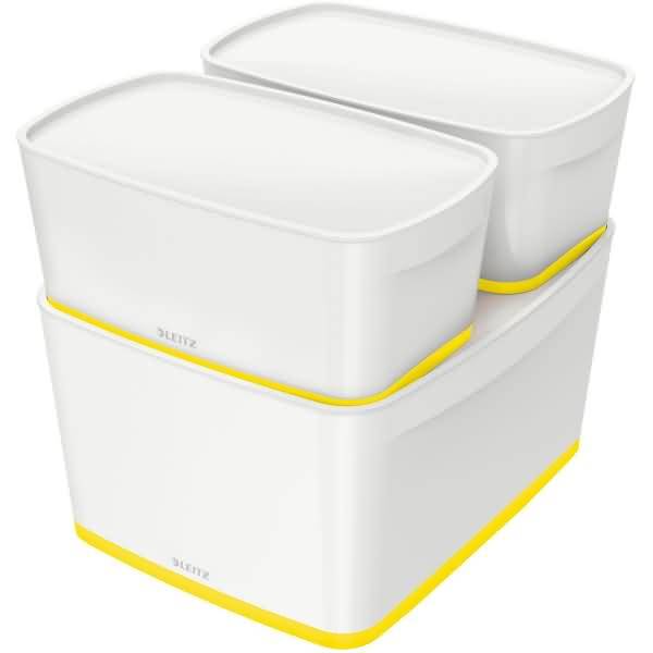 Aufbewahrungsbox MyBox Wow 18 Liter A4 mit Deckel ABS weiß/gelb