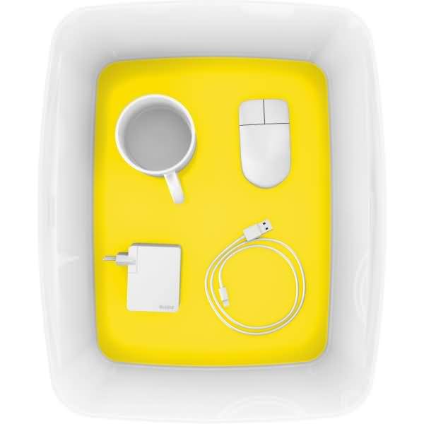 Aufbewahrungsbox MyBox Wow 18 Liter A4 mit Deckel ABS weiß/gelb