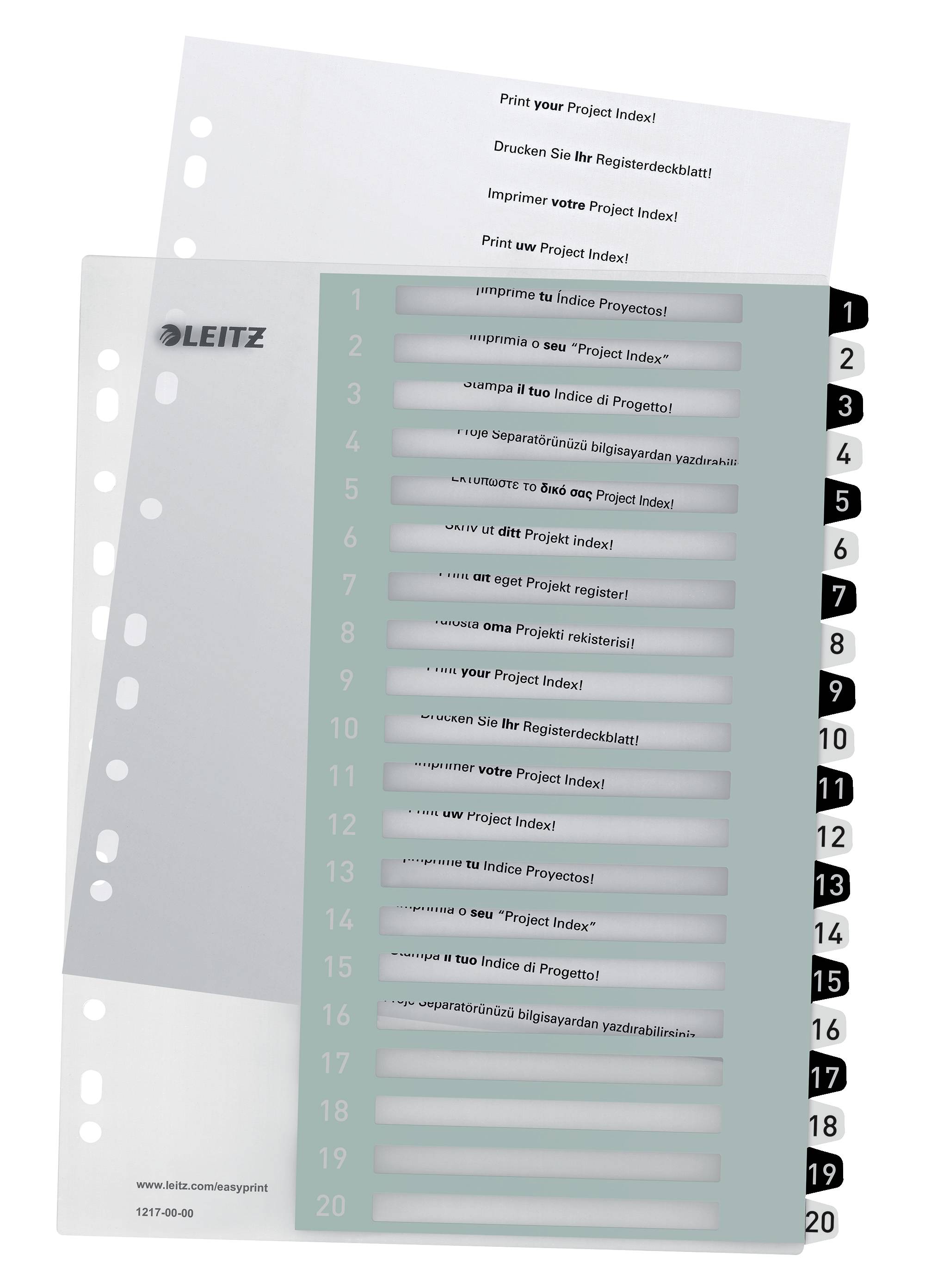 Plastikregister WOW Zahlen