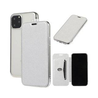 Buch Tasche Cover für Huawei Y5 2019 Hülle Etui Brieftasche Schutzhülle Case Schutz Silber