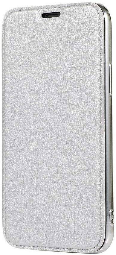 Buch Tasche Cover für Huawei Y5 2019 Hülle Etui Brieftasche Schutzhülle Case Schutz Silber
