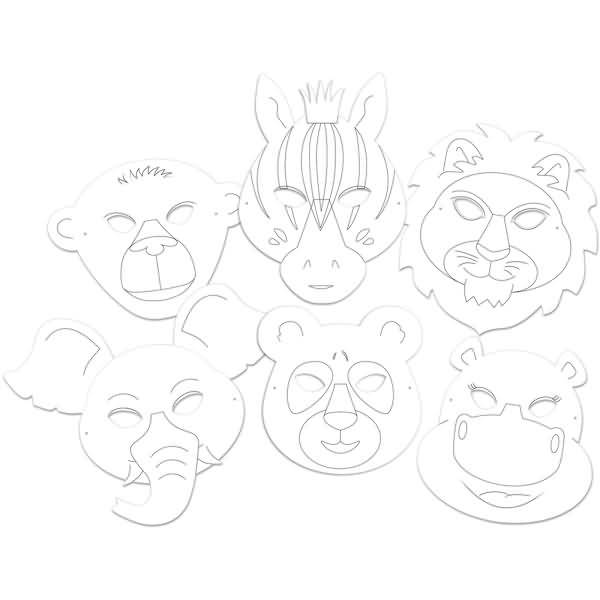 Masken blanko VE=6 Stück Zootiere