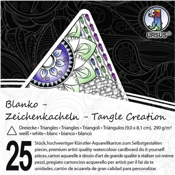 Künstler-Aquarellkarton Zentangle Kacheln blanko Dreieck VE=25 Stück weiß