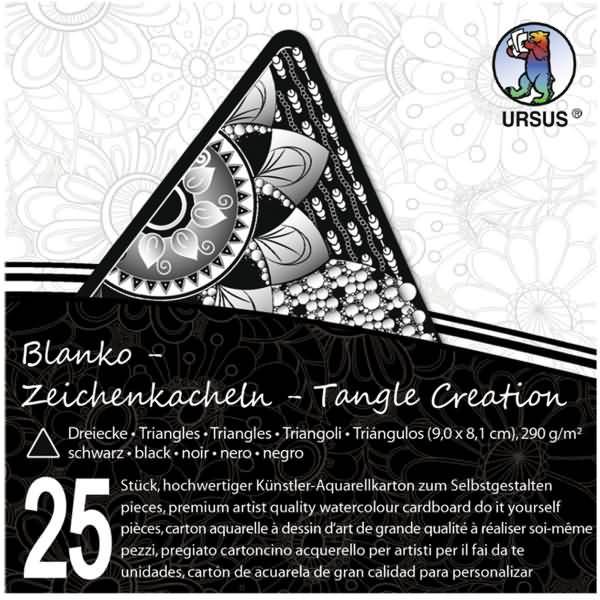 Künstler-Aquarellkarton Zentangle Kacheln blanko Dreieck VE=25 Stück schwarz