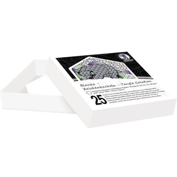 Künstler-Aquarellkarton Zentangle Kacheln blanko Sechseck VE=25 Stück weiß