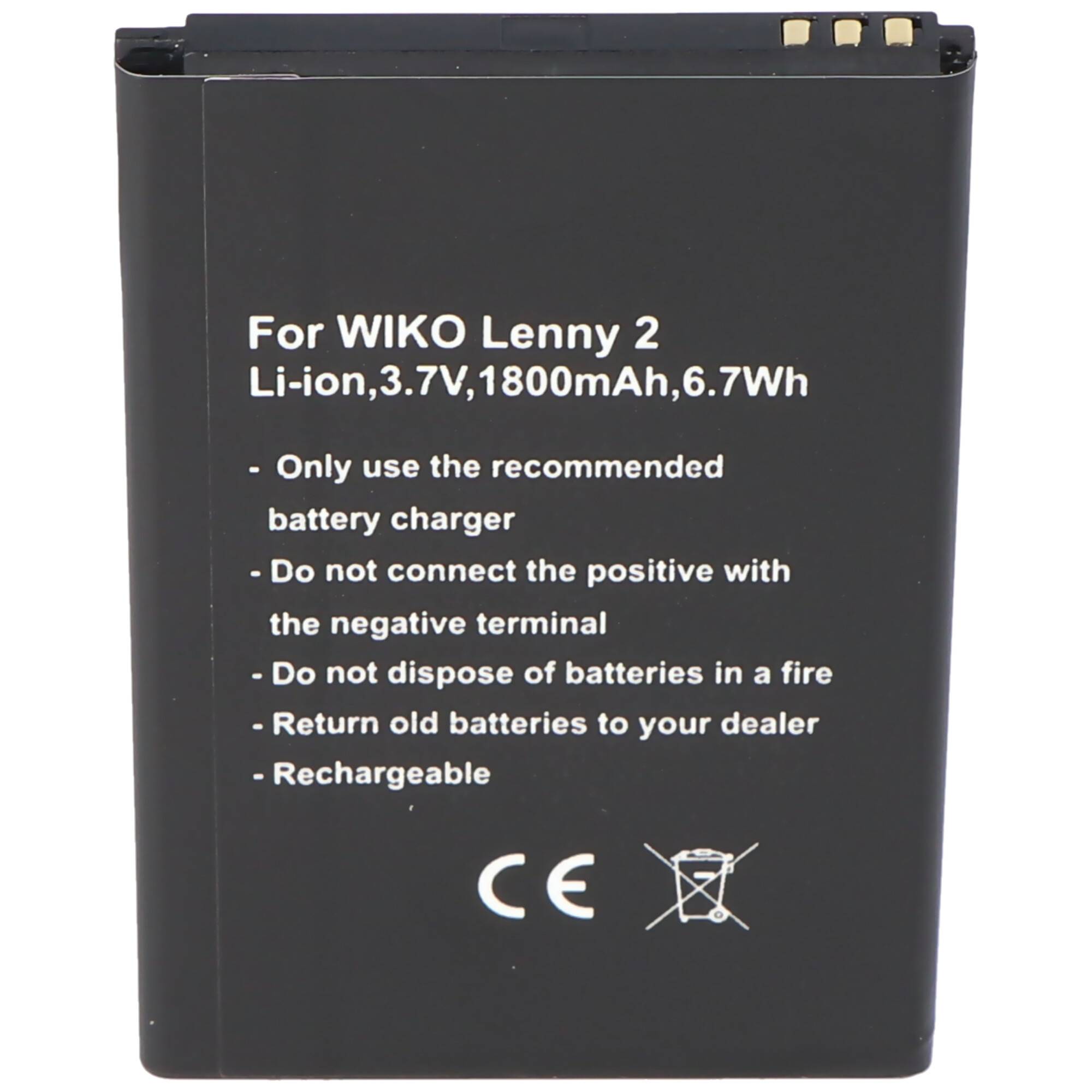 Akku passend für den Wiko Lenny 2 Akku 5030, 3,7Volt 1800mAh mit 6,7Wh