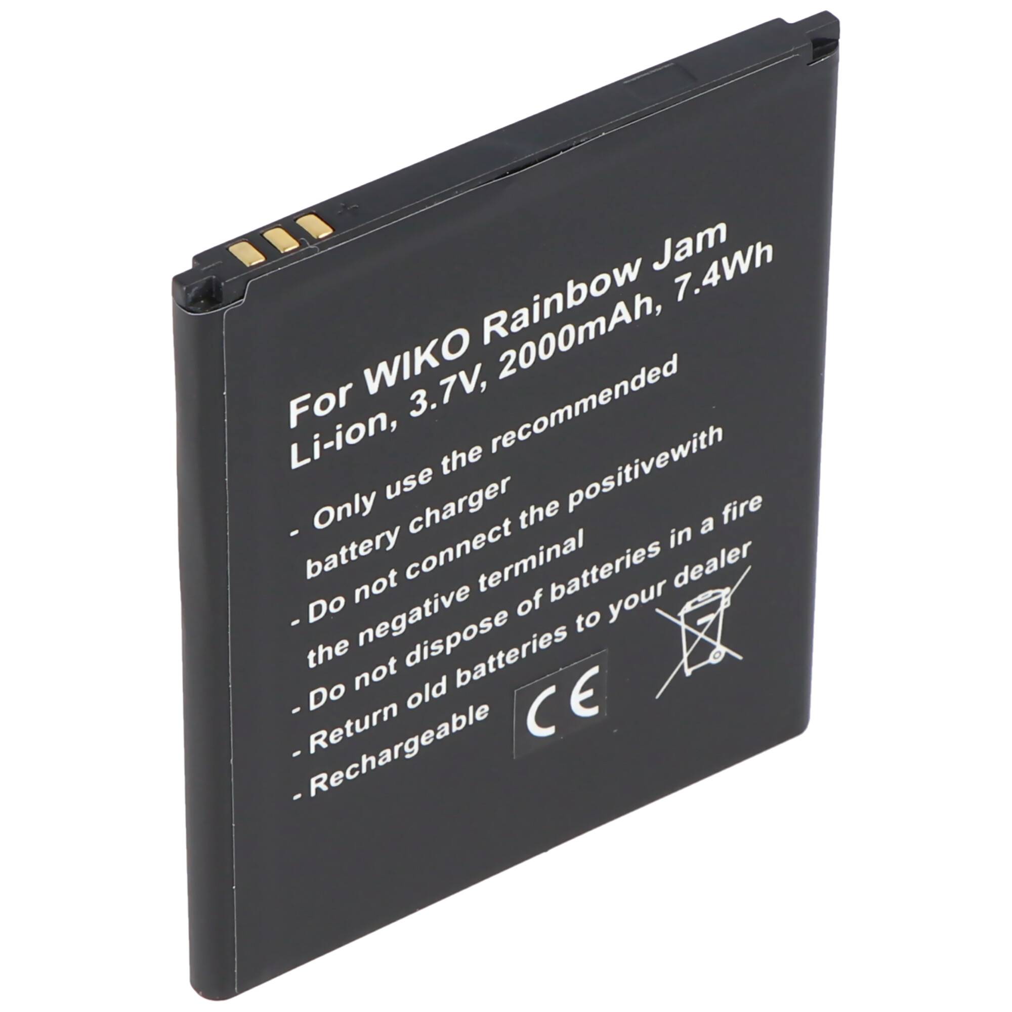 Akku passend für Wiko Rainbow Jam, Wiko Rainbow Jam 4G, Akku 5222, 60,2 x 70,0 x 4,7mm