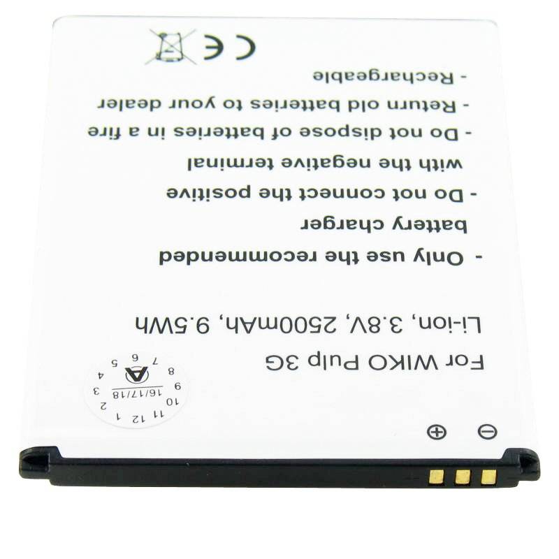 Nachbau Akku passend für den Wiko Pulp 3G Akku 5251, Abmessungen 76.95 x 59.95 x 4.20mm