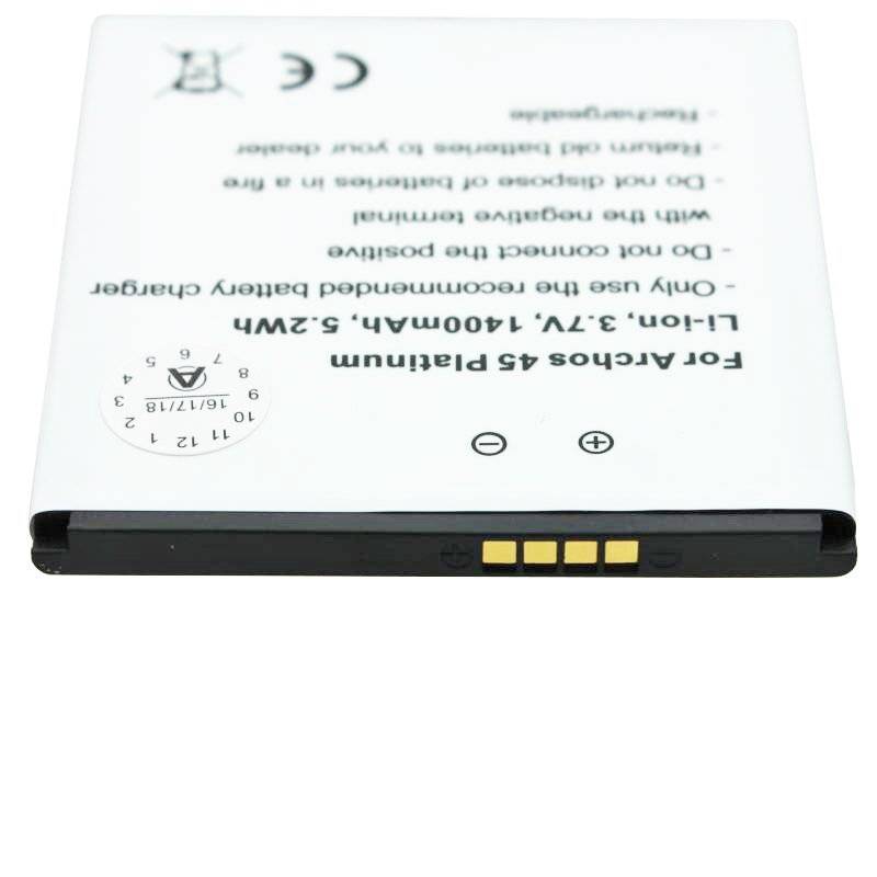 ARCHOS 45 Platinum Akku AC1600A Li-Ion 3,7 Volt mit 1400mAh, 5,2Wh