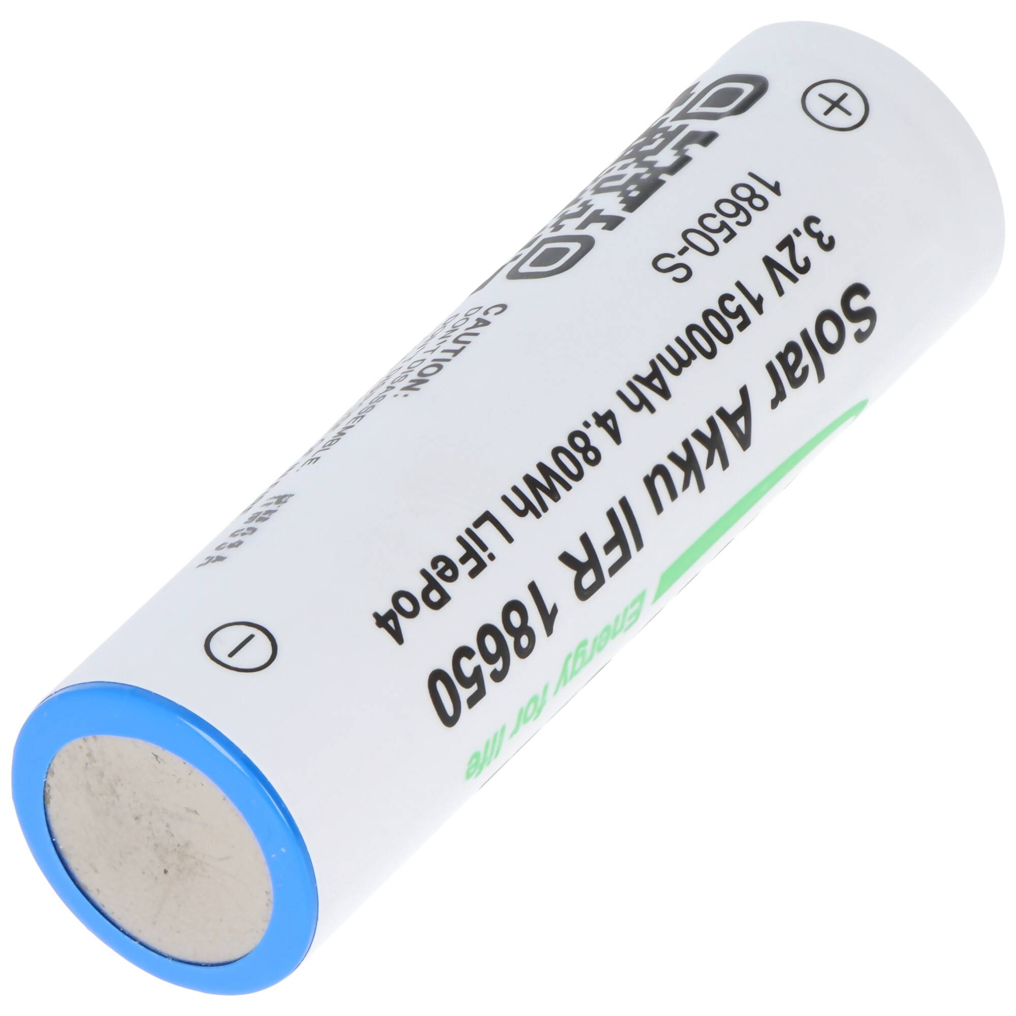 3,2 Volt Solar Akku Lithium 18650 IFR LiFePo4 Akku mit Kopf ungeschützt, 1400-1500mAh, Abmessungen ca. 66,1x18mm