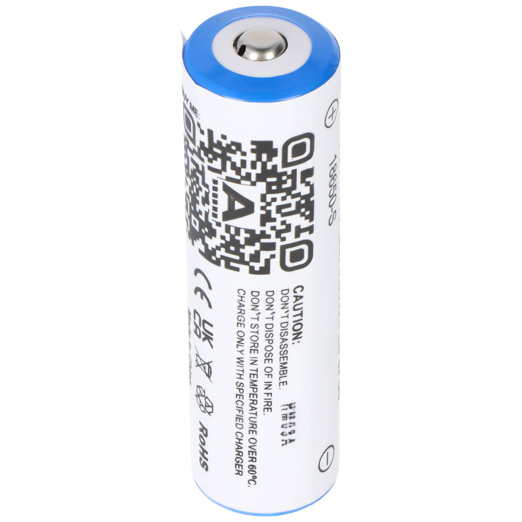 3,2 Volt Solar Akku Lithium 18650 IFR LiFePo4 Akku mit Kopf ungeschützt, 1400-1500mAh, Abmessungen ca. 66,1x18mm