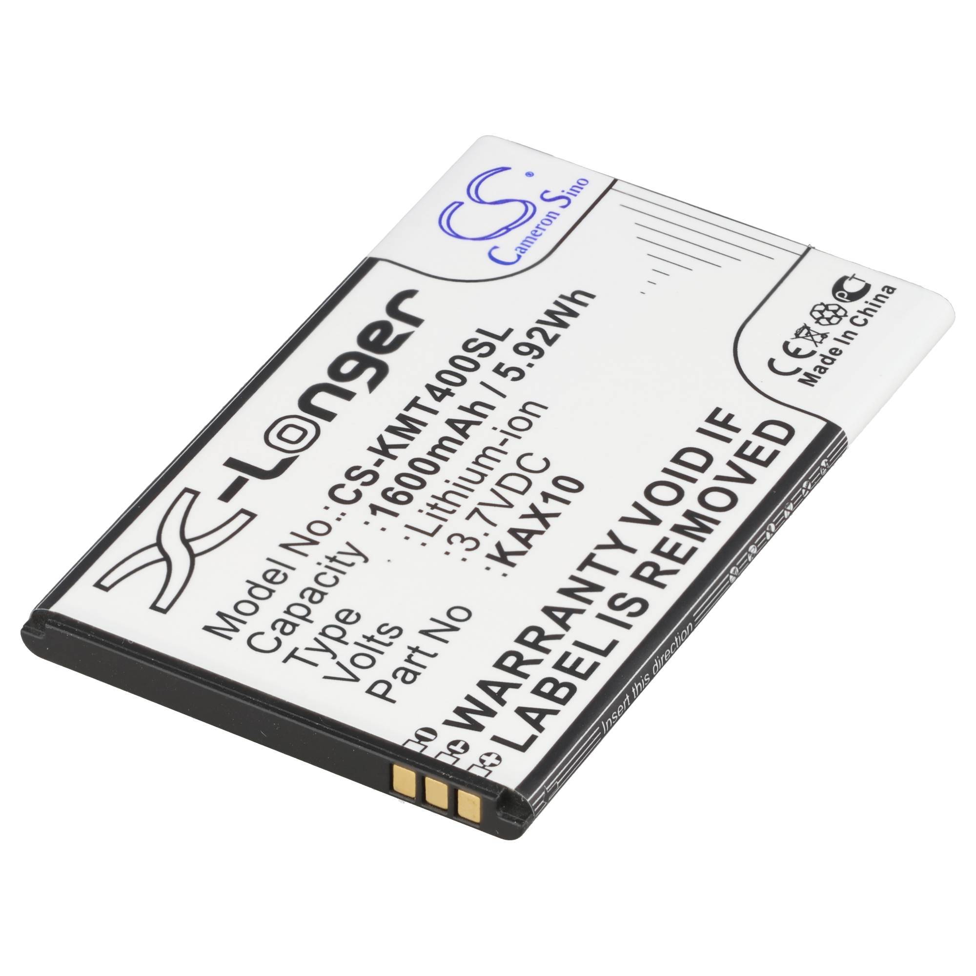 Weißer Smartphone-Lithium-Ionen-Akku mit der Bezeichnung „Longer