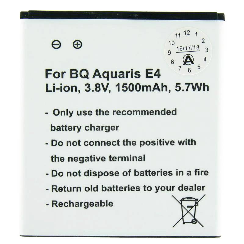 Akku passend für BQ Aquaris E4 B46, BQ 1700 Li-Polymer 3,8 Volt 1700mAh