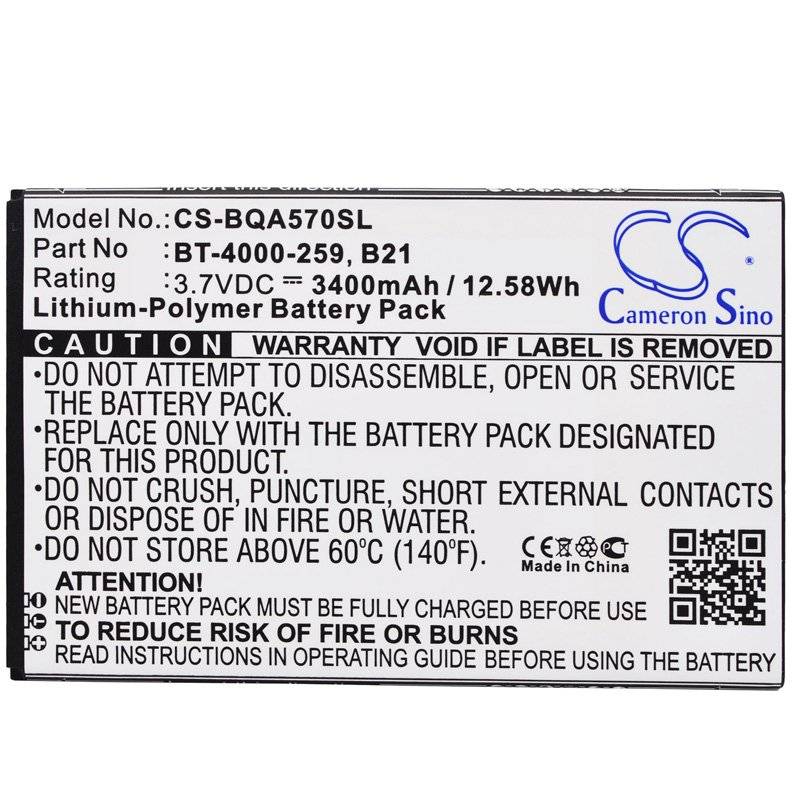 Akku passend für BQ Aquaris 5.7 B21, BT-4000-259 Li-Polymer 3,7 Volt 3400mAh
