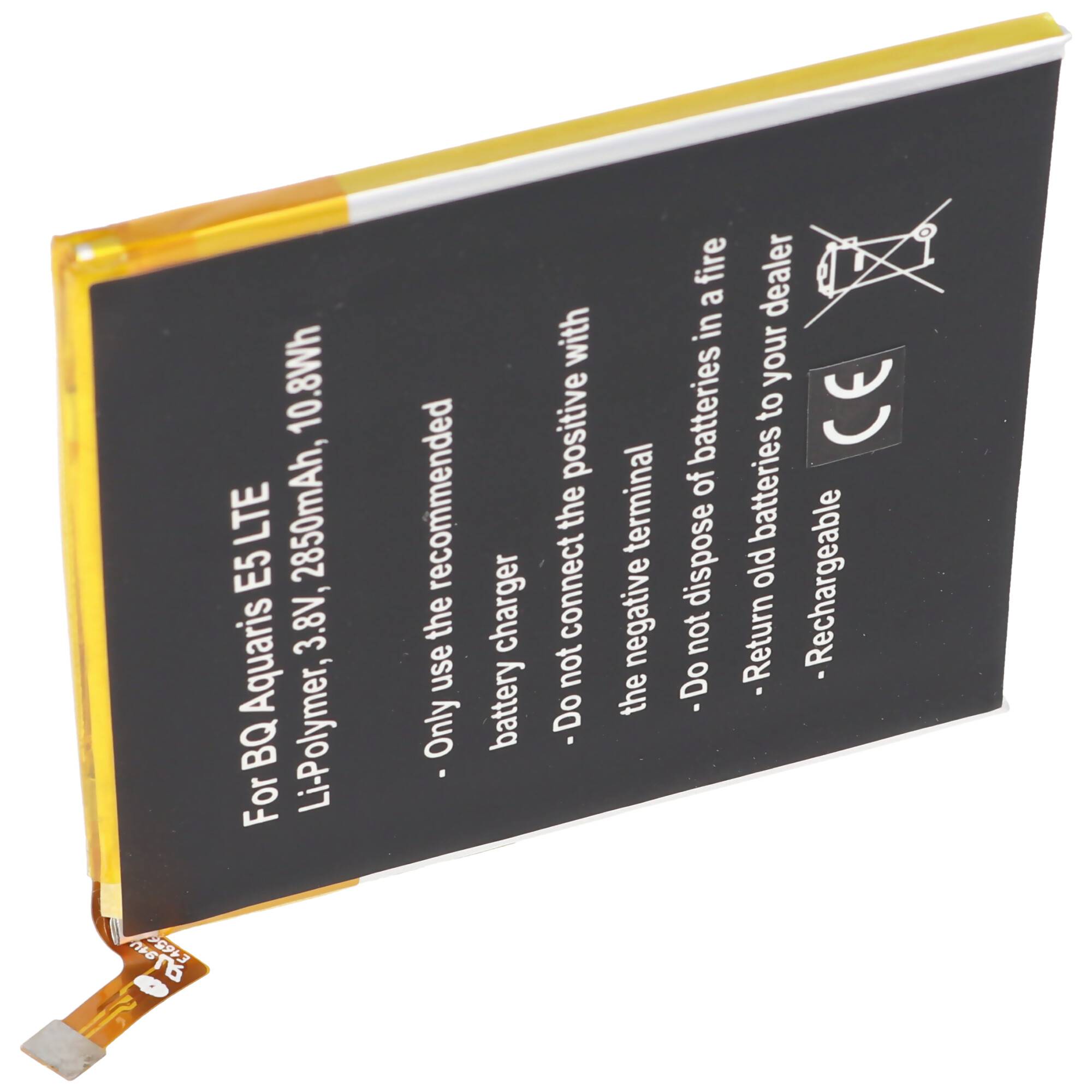 Akku passend für BQ Aquaris 0759, 0760, 0858, Aquaris E5 4G, Aquaris E5 LTE, Aquaris E5.0 Li-Polymer 3,8 Volt 2850mAh