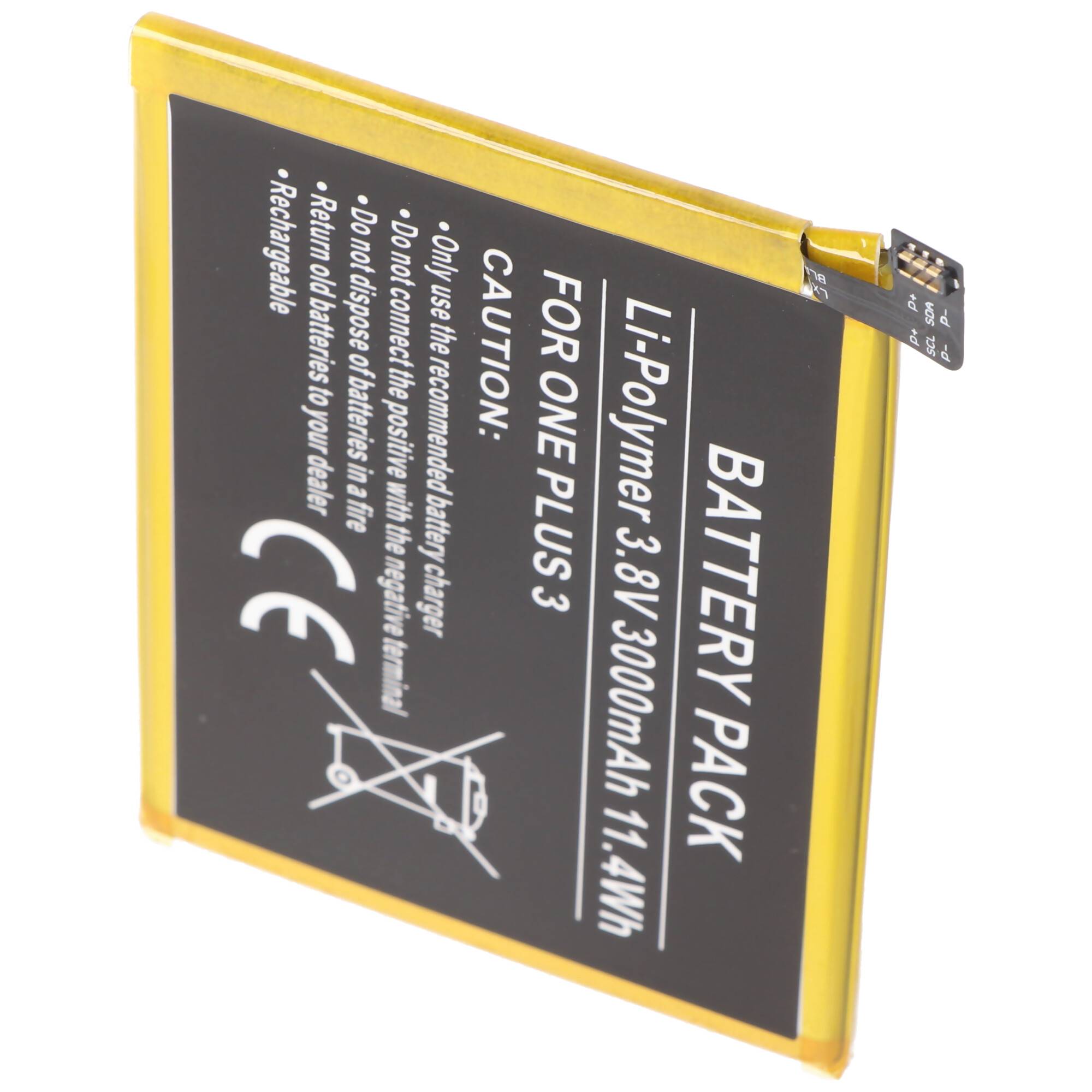 Akku passend für den ONEPLUS 3, 3 Dual SIM, A3000, A3003, Rain Akku BLP613