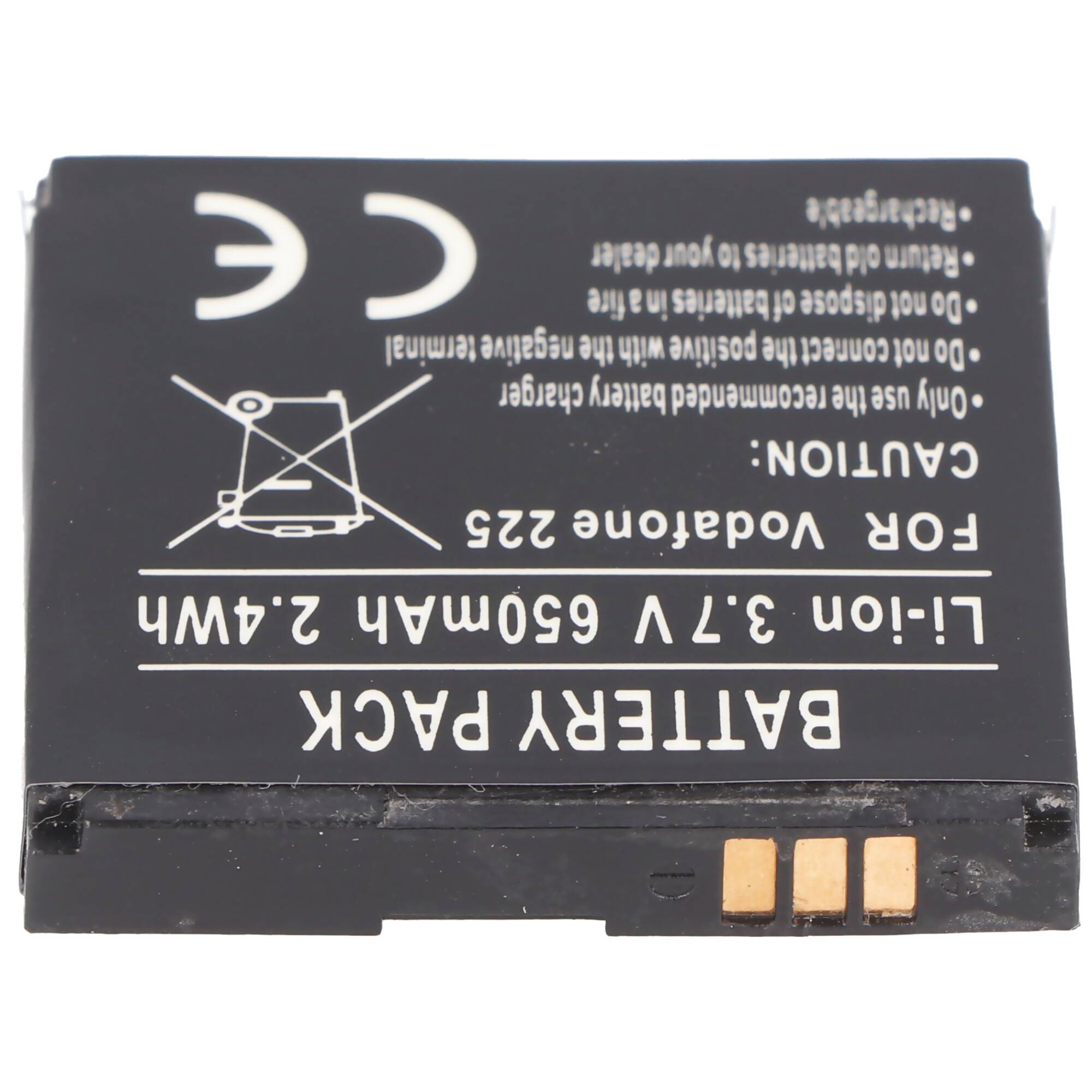 Akku passend für Handy Vodafone 125, 225, 246 Akkutyp Li3706T42P3h38385 Abmessungen 37,85x37,85x5,7mm