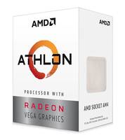 AMD Athlon Prozessor Box mit Radeon Vega Grafik Branding und AM4 Socket Text auf der Verpackung.