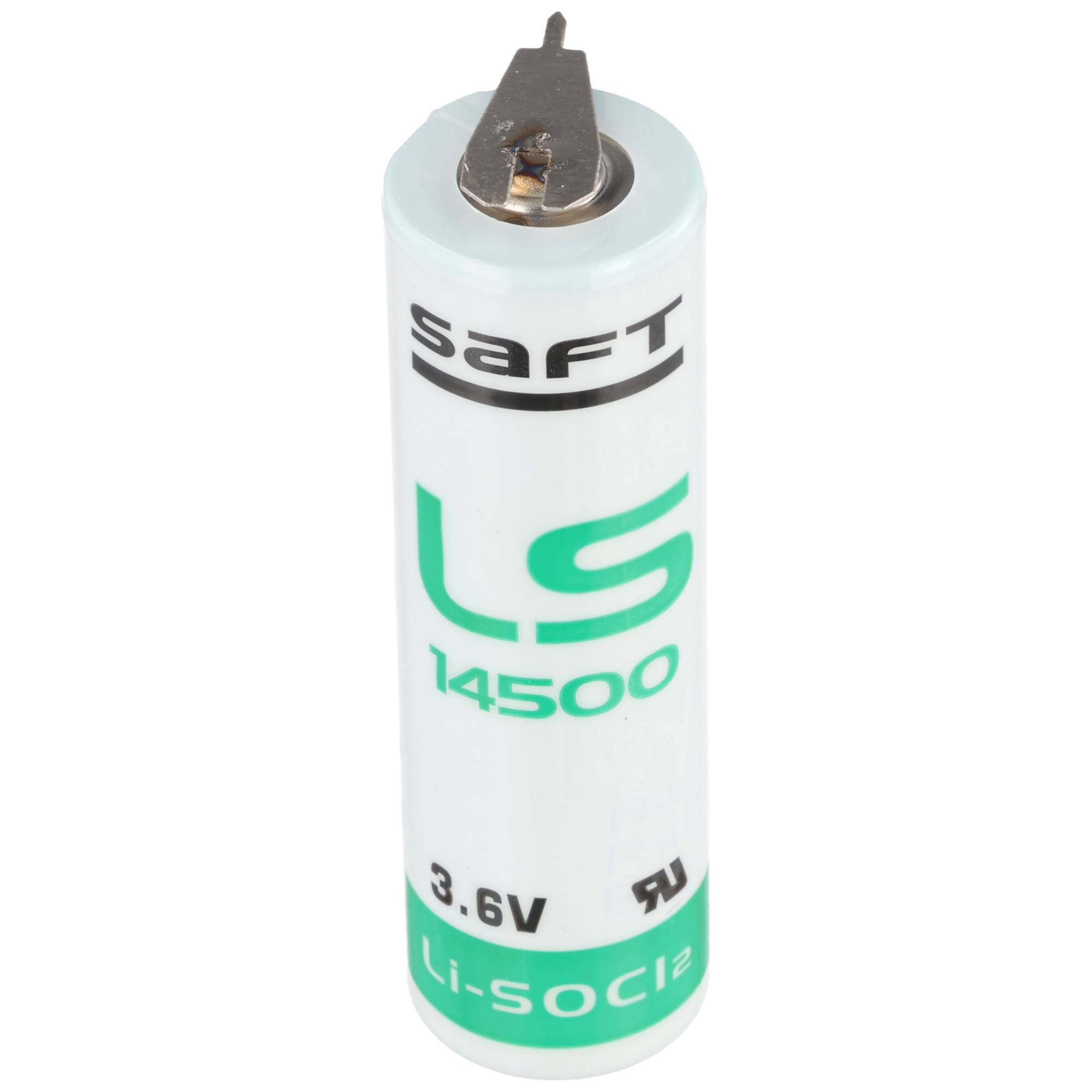 Weiße zylindrische Saft LS 14500 3,6V Li-SOCl2 Batterie mit oberem Metallanschluss