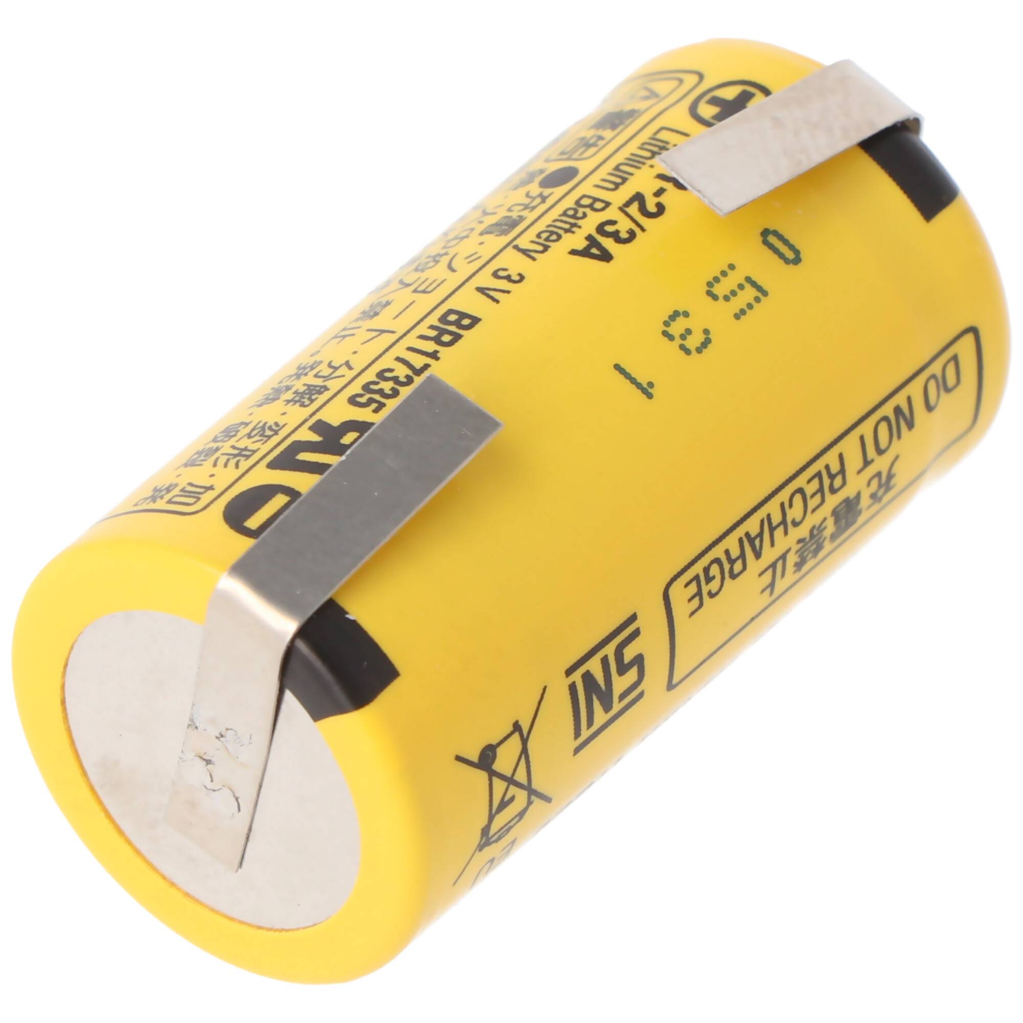 BR-2/3 A Panasonic Lithium Batterie 3,0 Volt mit Lötfahnen in U-Form