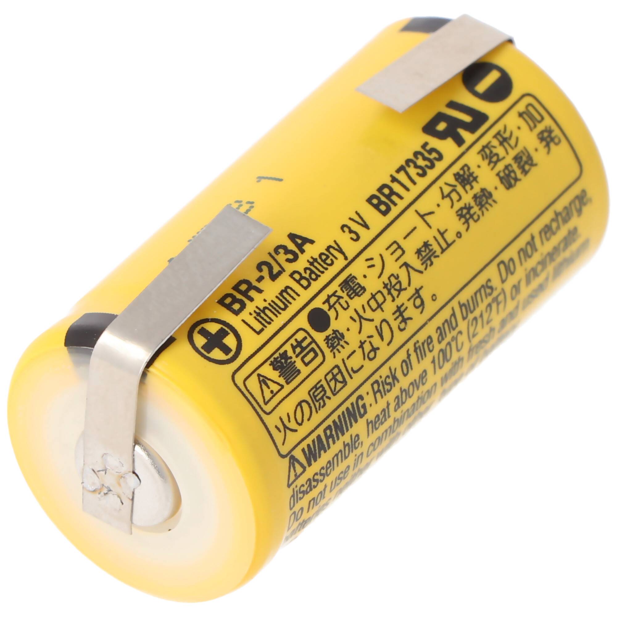 BR-2/3 A Panasonic Lithium Batterie 3,0 Volt mit Lötfahnen in U-Form