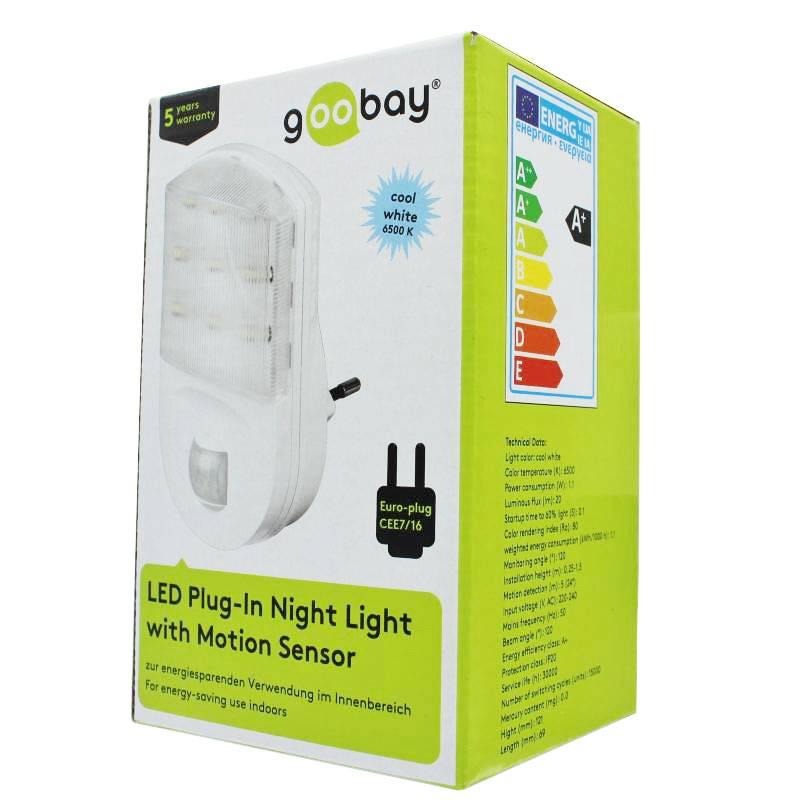 LED Nachtlicht rund mit Infrarot Bewegungsmelder und Dämmerungssensor