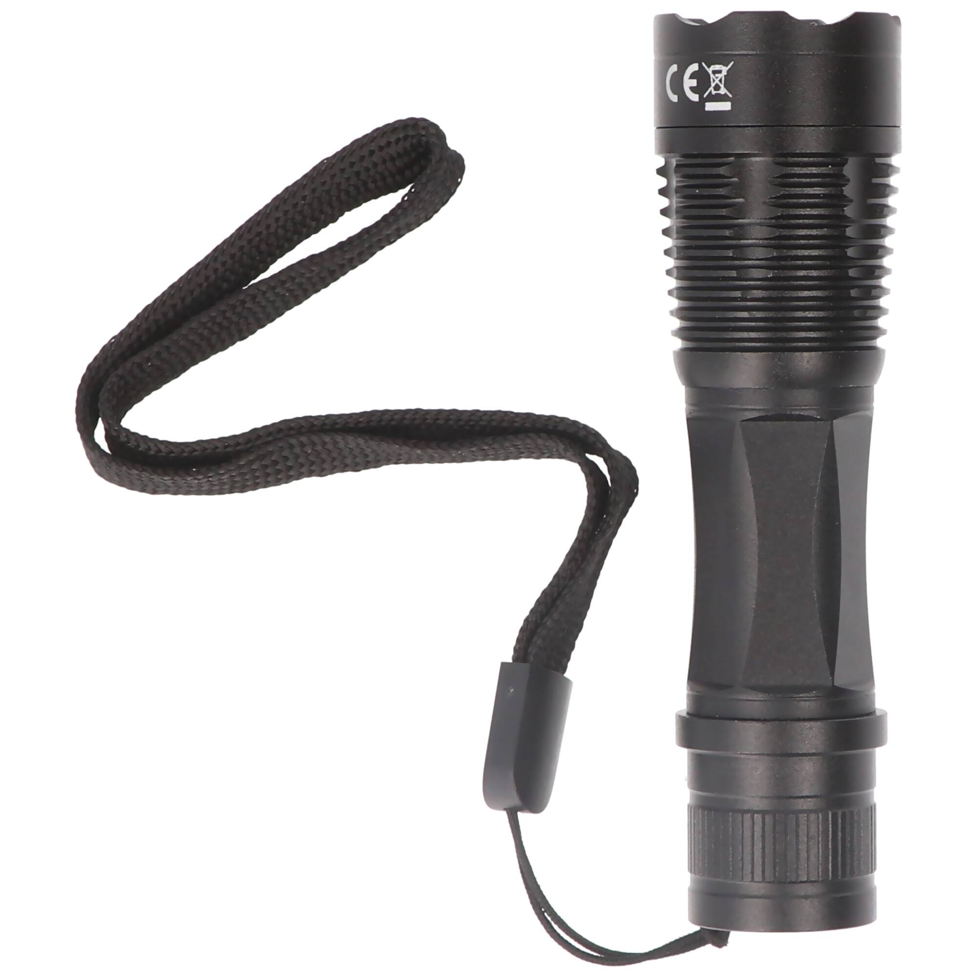 1 Watt LED Taschenlampe schwarz inklusive Alkaline Batterie