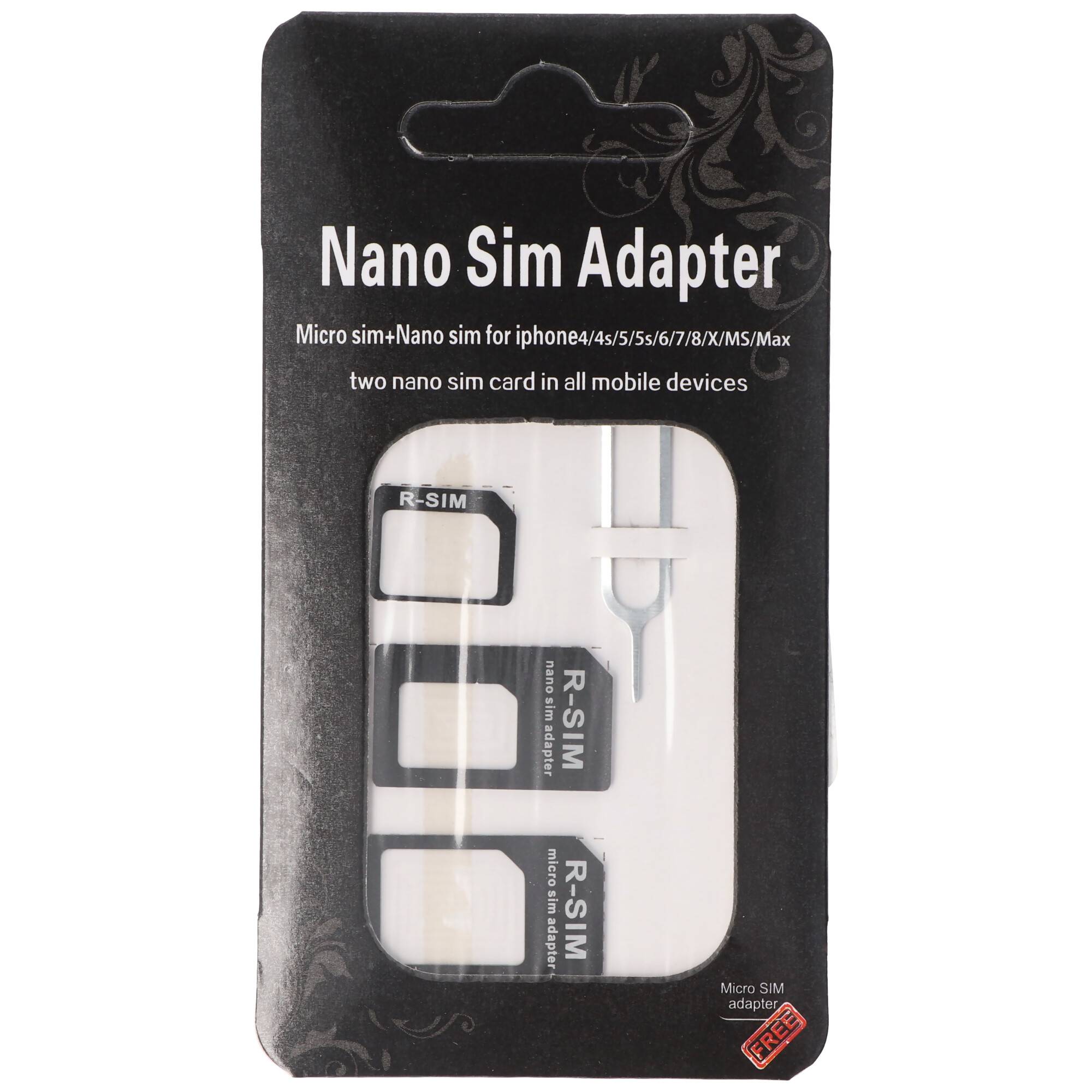 SIM-Kartenadapter 4in1, Adapter Micro-SIM auf SIM, Nano-SIM auf SIM, Nano-SIM auf Micro-SIM