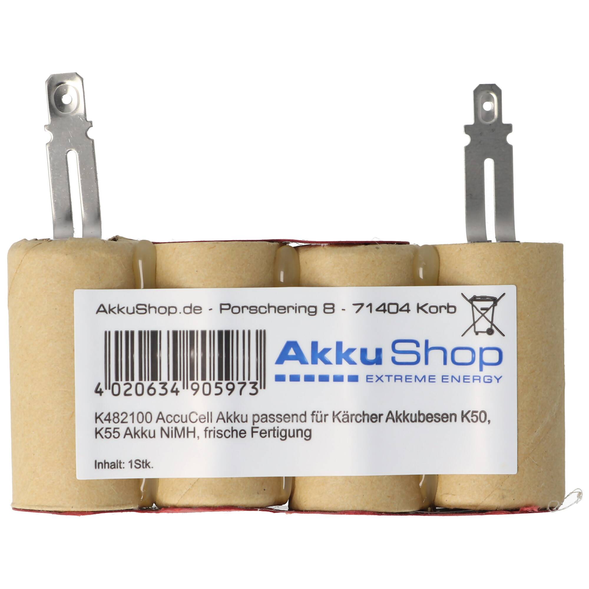 AccuCell Akku passend für Kärcher Akkubesen K50, K55 Akku NiMH, frische Fertigung