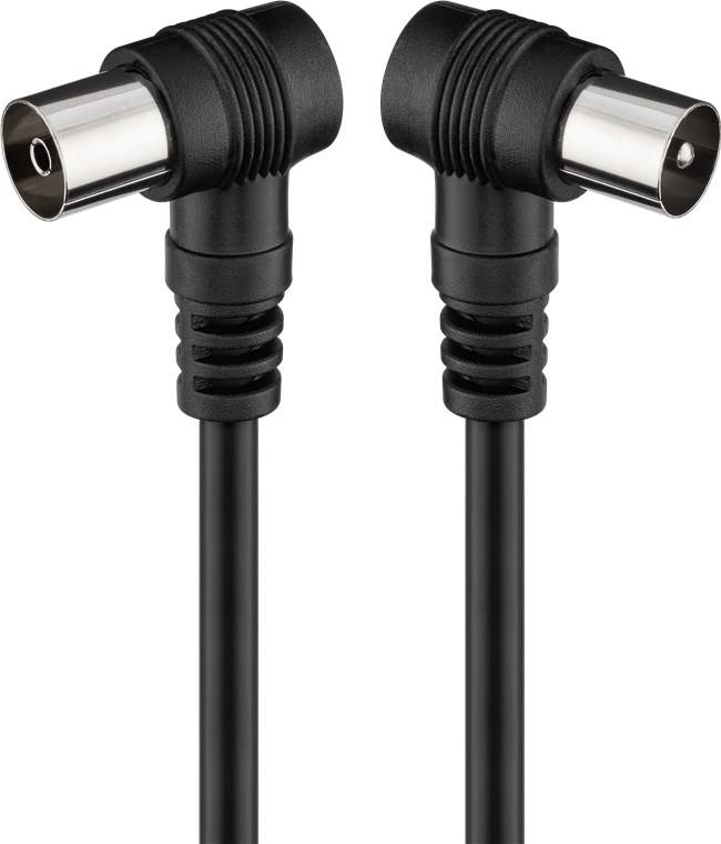 goobay Antennenkabel Koax Stecker/Kupplung 2 x gewinkelt schwarz 1,5 m