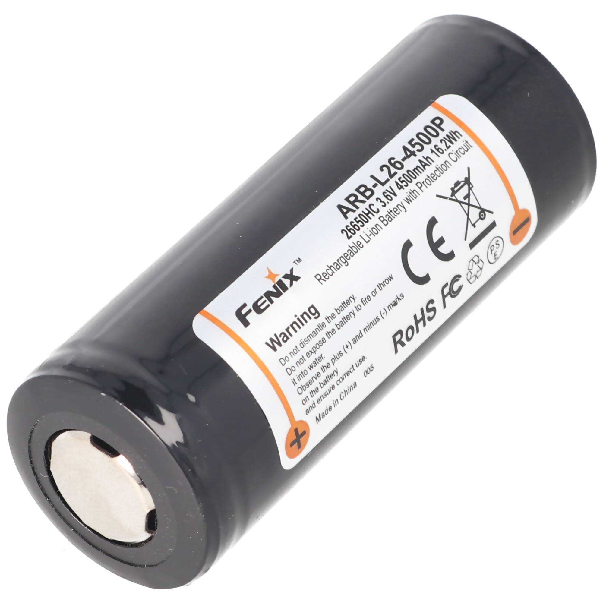 Akku für Fenix PD40R Led-Taschenlampe Fenix ARB-L26-4500P, 26650 Li-Ion Akku geschützt 4500mAh