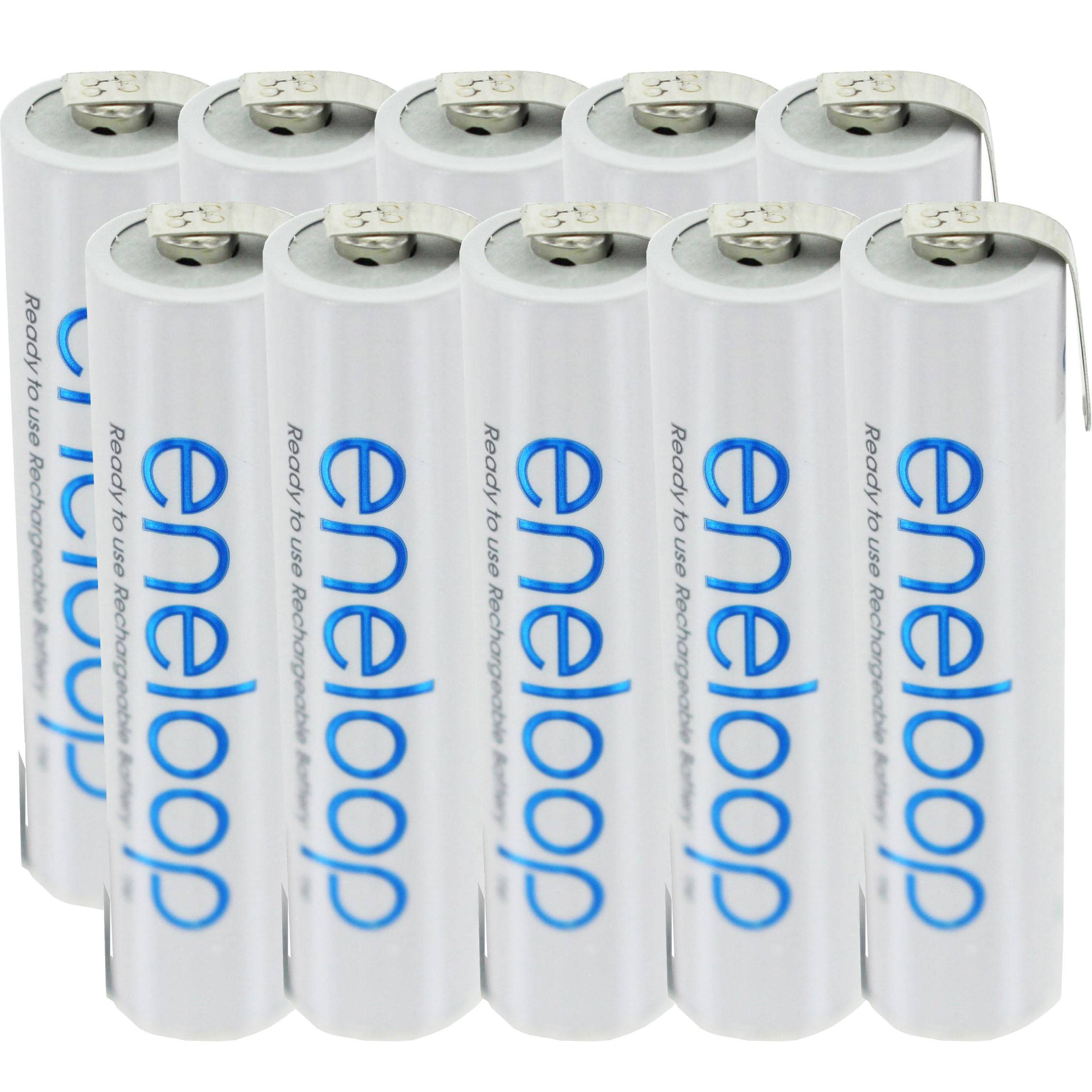 10er Pack Panasonic eneloop Standard ehem. Sanyo AAA Micro LR03 NiMh Akkus mit Lötfahnen in Z-Form