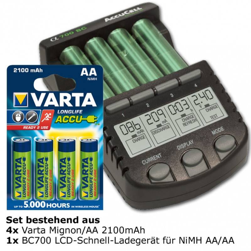 Schnellladegerät BC-700 ALPHA700 inkl. Akkus mit 2100mAh