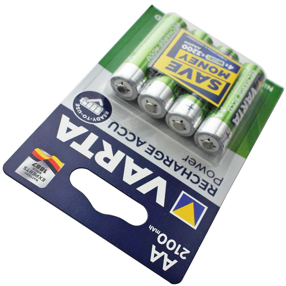 Schnelladegerät, Entladefunktion mit LCD-Display und 4x Varta 2100mAh Mignon AA