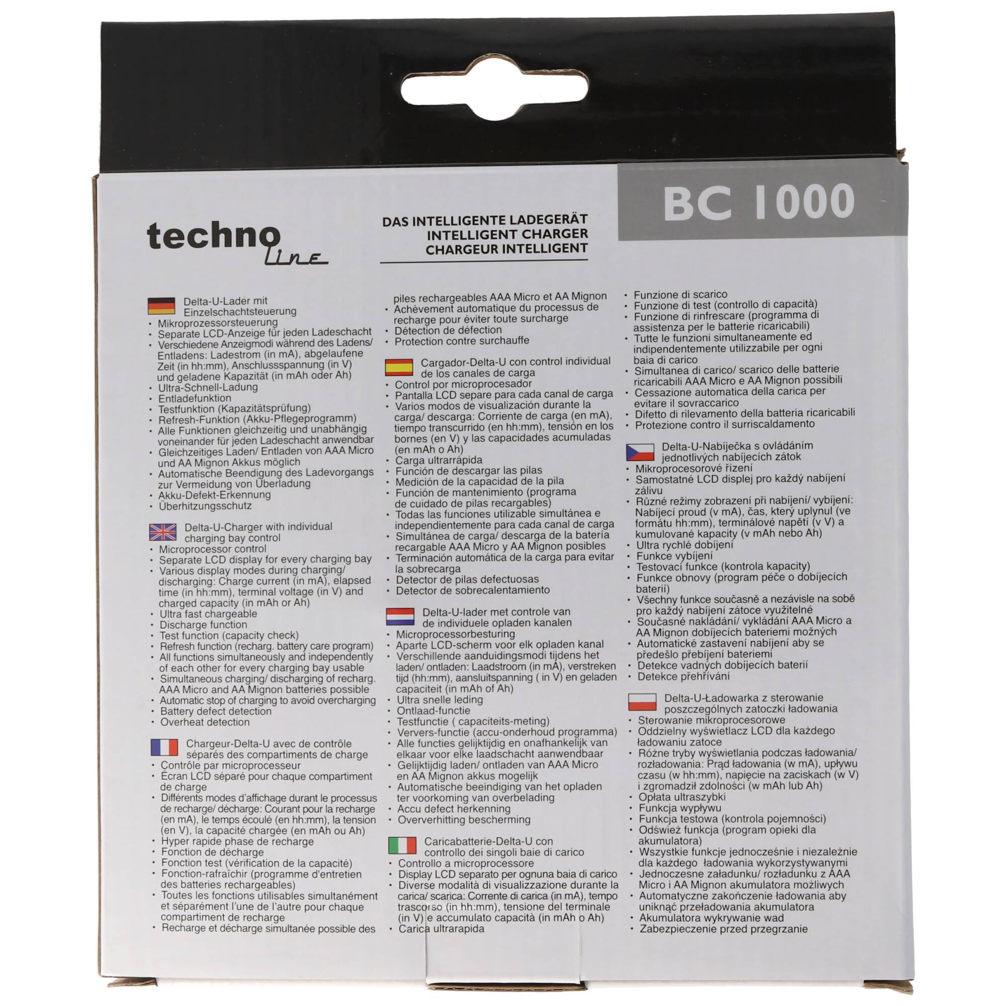 Technoline BC 1000 Akku-Ladegerät blau mit Panasonic eneloop Standard AA Mignon Akkus HR-3UTGB und AccuCell Akkubox